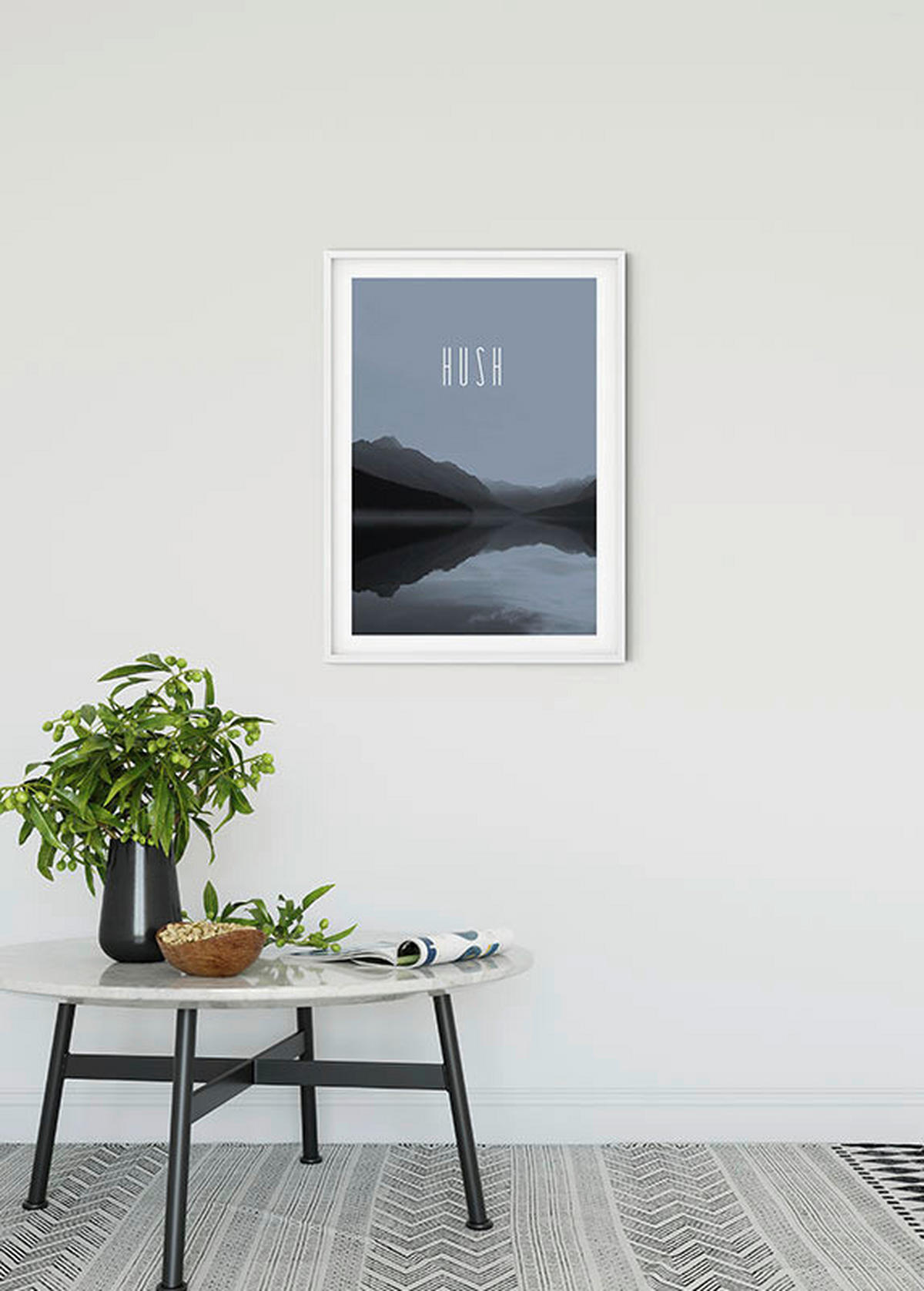 Komar Poster Word Lake Hush Steel Natur B/L: ca. 50x70 cm Word Lake Hush Steel - (50,00/70,00cm) - Komar