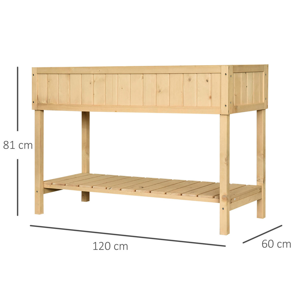 Outsunny Pflanztisch natur B/H/L: ca. 60x22x120 cm ca. 30 kg Pflanztisch 845-238 - natur (120,00/60,00/22,00cm) - Outsunny