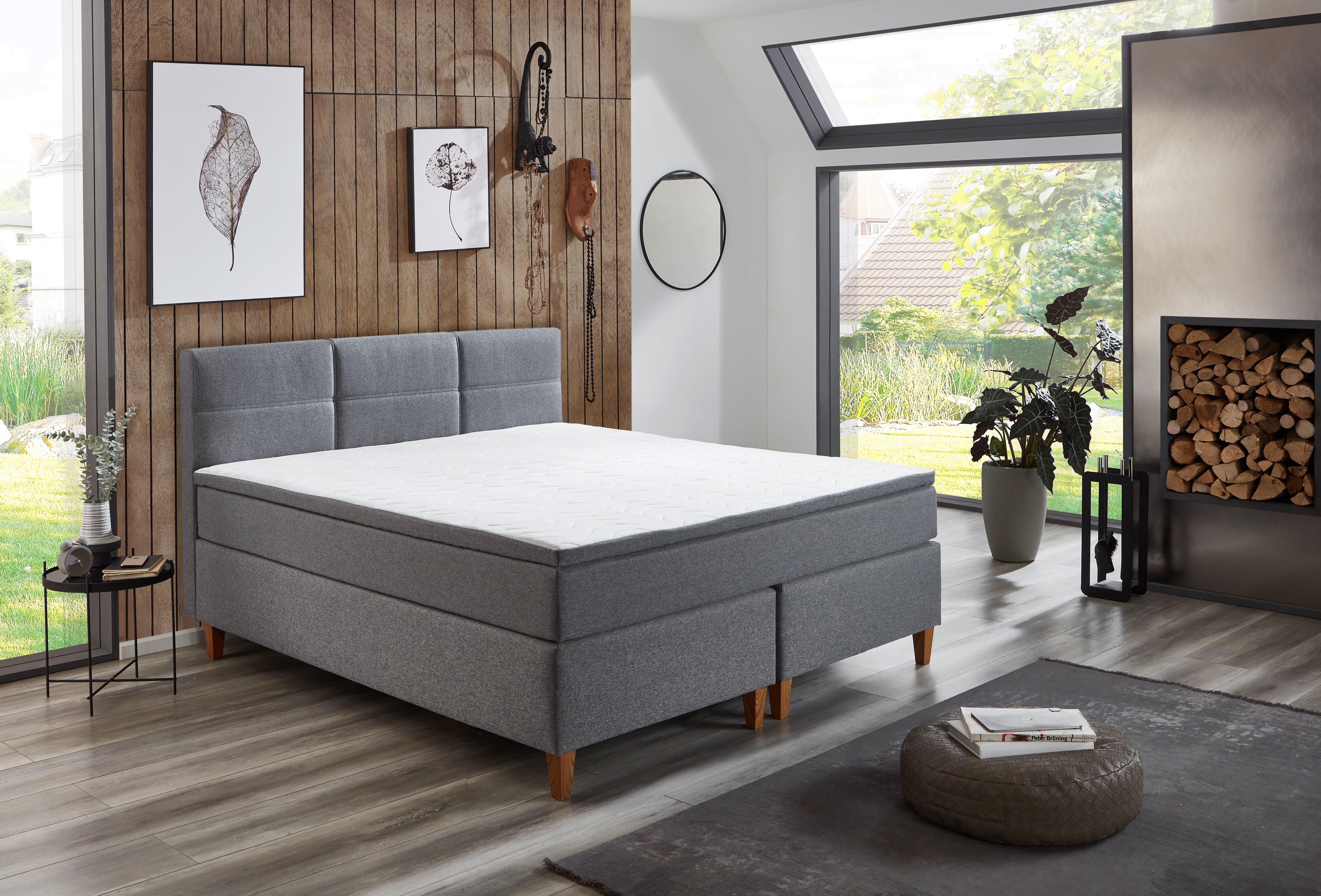 Boxspringbett Kenora grau Liegefläche B/L: ca. 140x200 cm Kenora - grau (140,00/69,00/213,00cm)