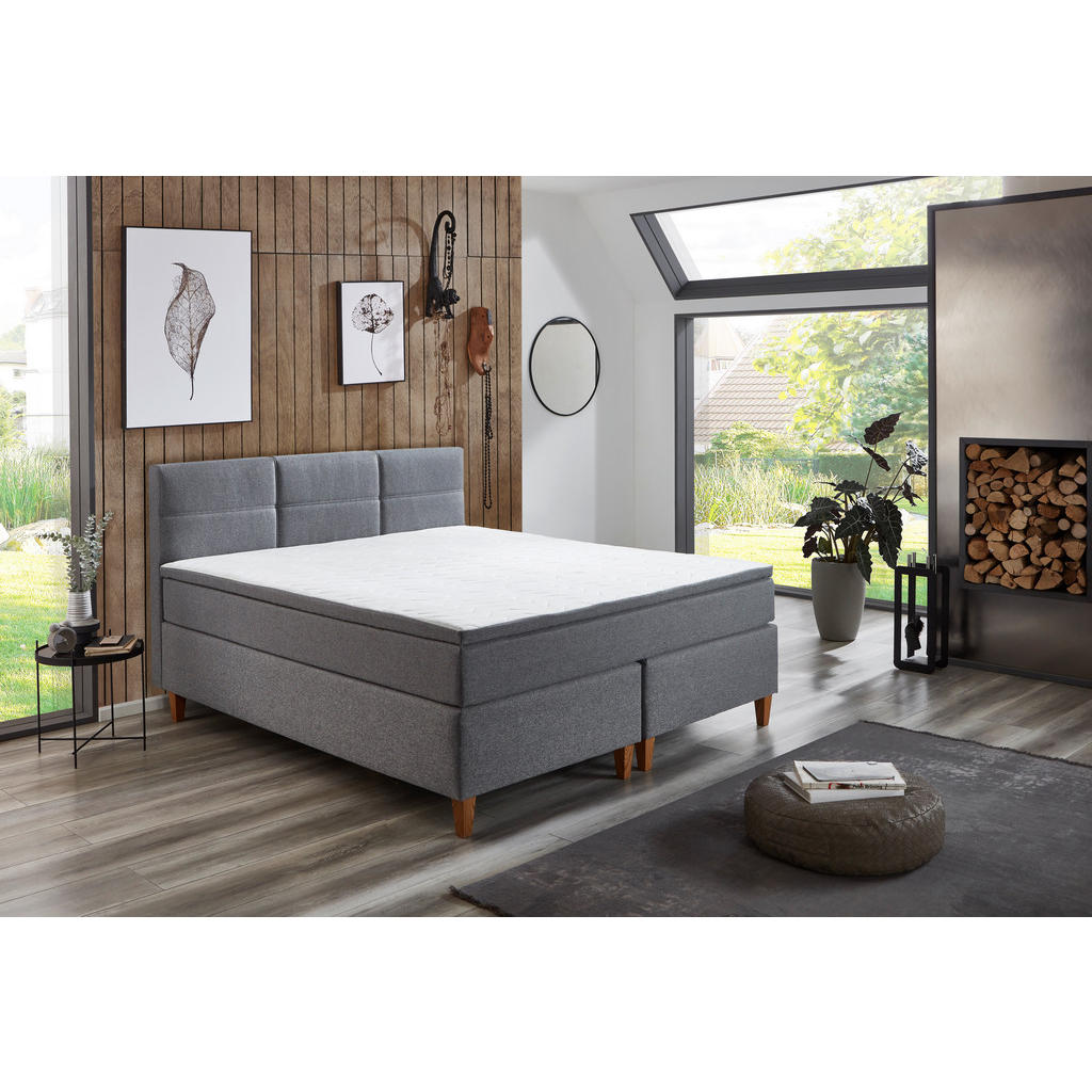 Thumbnail - Boxspringbett Kenora grau Liegefläche B/L: ca. 140x200 cm