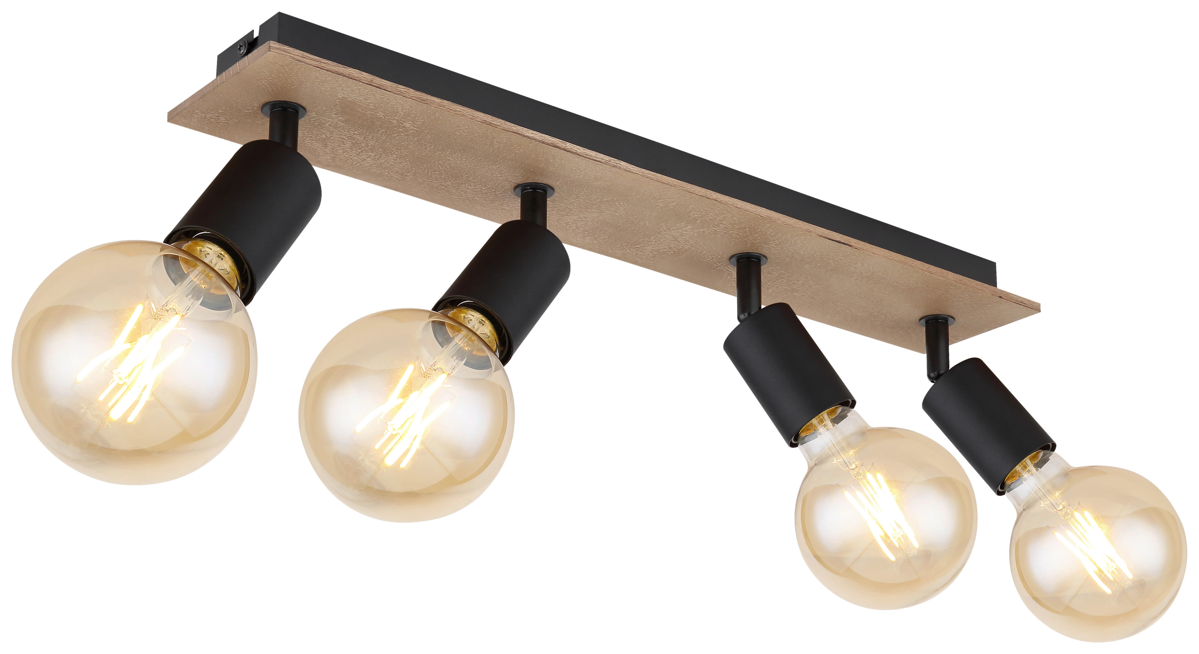 GLOBO Spotleuchte braun schwarz Holz Metall B/H/T: ca. 9x11x49 cm E27 4 Brennstellen MARTHA - braun/schwarz (9,00/11,00/49,00cm) - GLOBO