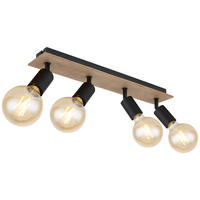 GLOBO Spotleuchte braun schwarz Holz Metall B/H/T: ca. 9x11x49 cm E27 4 Brennstellen MARTHA - braun/schwarz (9,00/11,00/49,00cm) - GLOBO