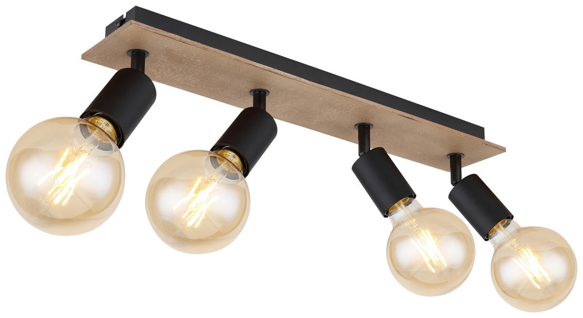 GLOBO Spotleuchte braun schwarz Holz Metall B/H/T: ca. 9x11x49 cm E27 4 Brennstellen MARTHA - braun/schwarz (9,00/11,00/49,00cm) - GLOBO