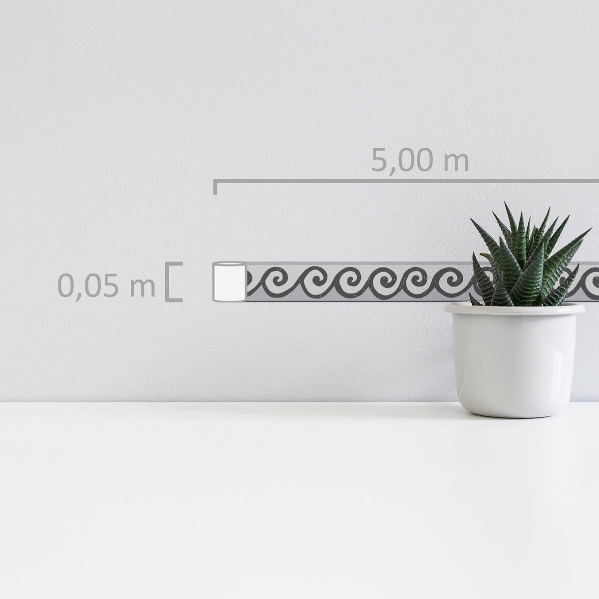 A.S.Creation Bordüre schwarz weiß B/H/D: ca. 5x500x9 cm Bordüre_selbstklebend - weiß/schwarz (9,00/500,00cm) - A.S.Creation