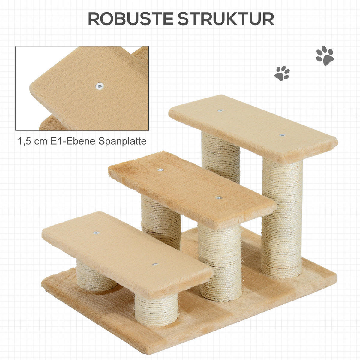 PawHut Katzentreppe beige Spanplatte B/H/L: ca. 35x34x45 cm Katzentreppe - beige (45,00/35,00/34,00cm) - PawHut