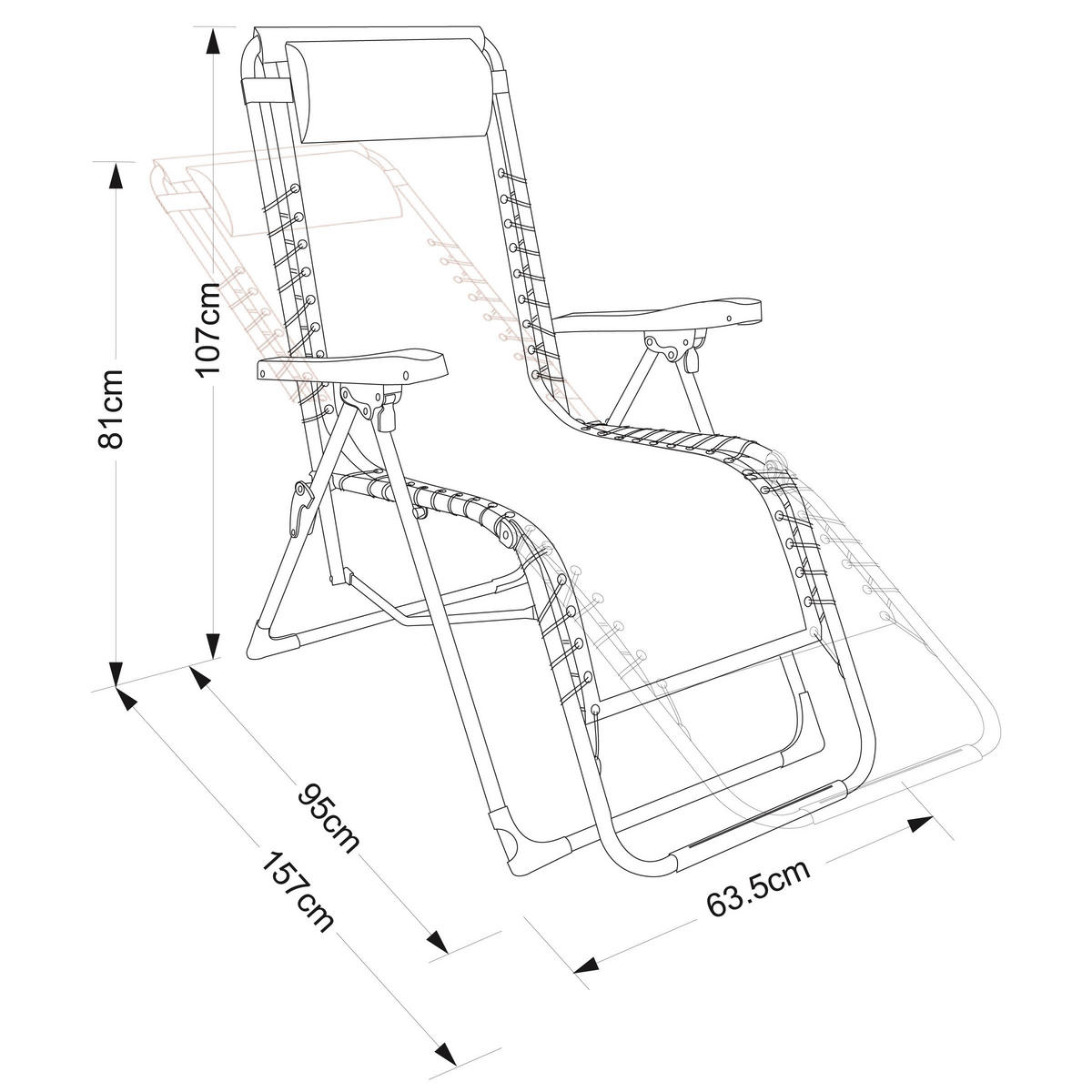 Relaxsessel schwarz Stahl B/H/L: ca. 63x107x93 cm Relaxsessel - schwarz (93,00/63,00/107,00cm)