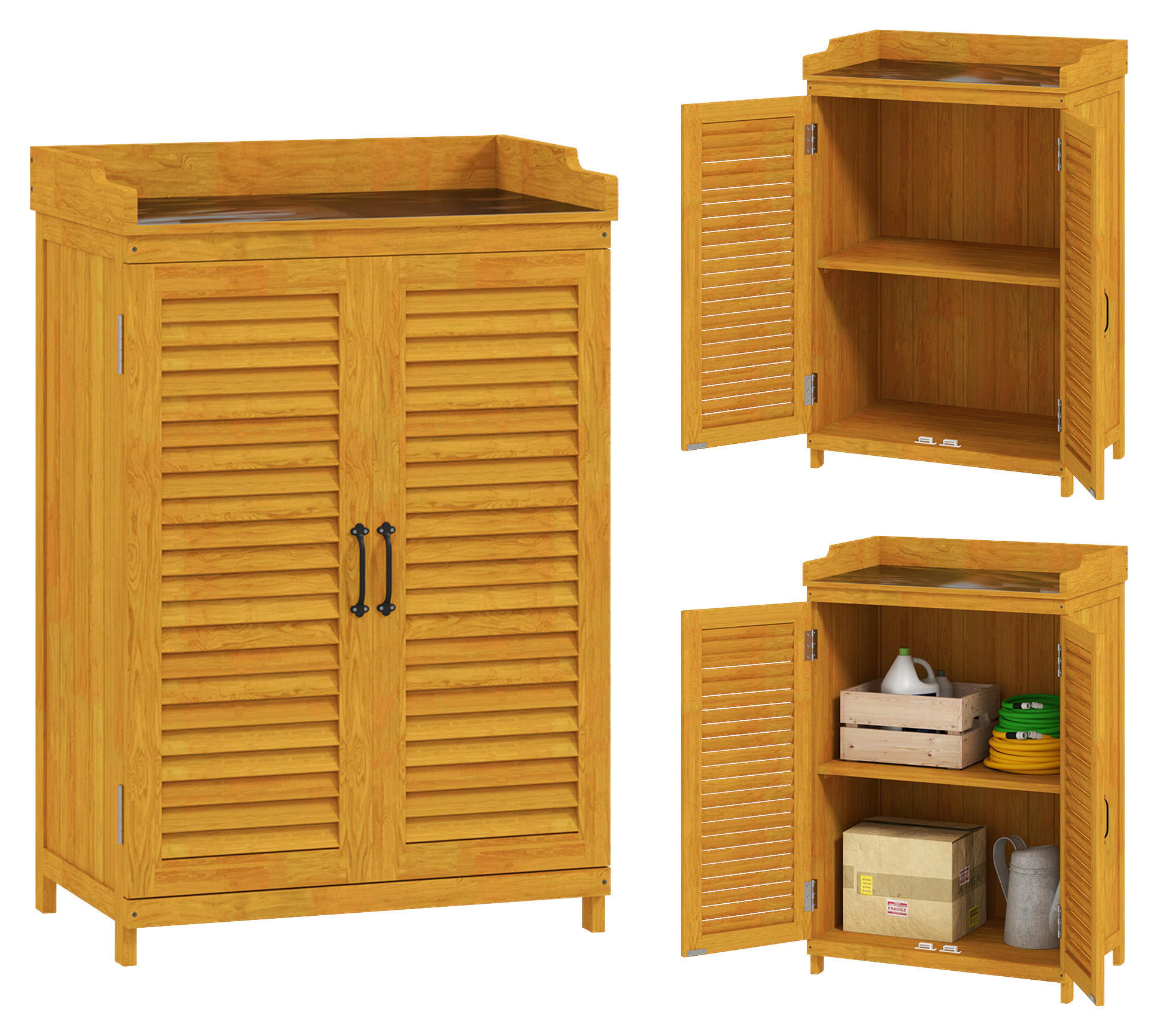 Outsunny Gartenschrank gelb Metall B/H/L: ca. 40x98,5x65,5 cm Gartenschrank - gelb (65,50/40,00/98,50cm) - Outsunny