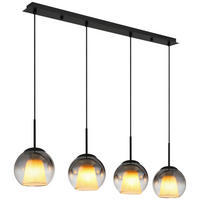 GLOBO Pendelleuchte BARRY 15749-4H Rauch schwarz Metall B/H/L: ca. 18x120x100 cm E27 4 Brennstellen BARRY - schwarz/Rauch (100,00/18,00/120,00cm) - GLOBO