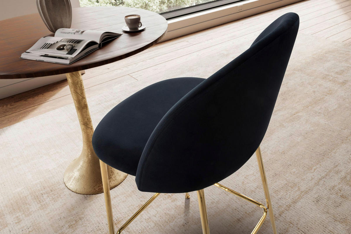 Barhocker 2er Set schwarz Polyester B/H/T: ca. 50x102x50 cm 2er Set - schwarz (50,00/102,00/50,00cm) - Wohnling