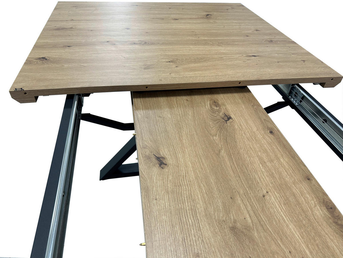 Esstisch Paddy Eiche Wildeiche hell Nachbildung B/T: ca. 160x90 cm Paddy - Eiche/schwarz (160,00/90,00cm)