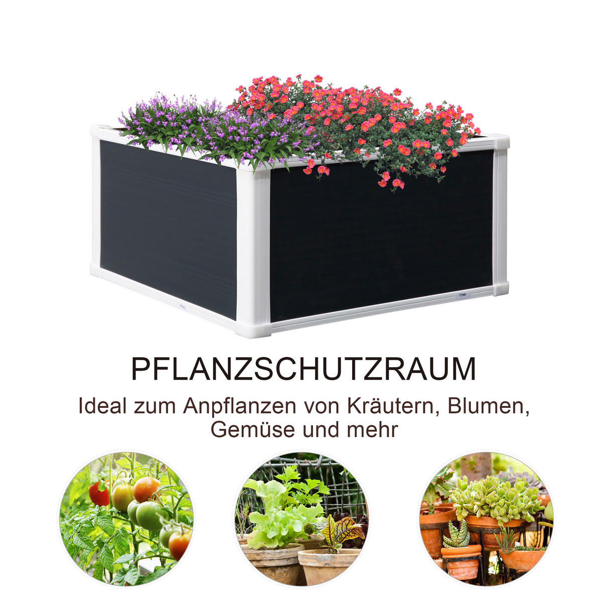 Outsunny Hochbeet grau B/H/L: ca. 60x30x60 cm Hochbeet - grau (60,00/60,00/30,00cm) - Outsunny