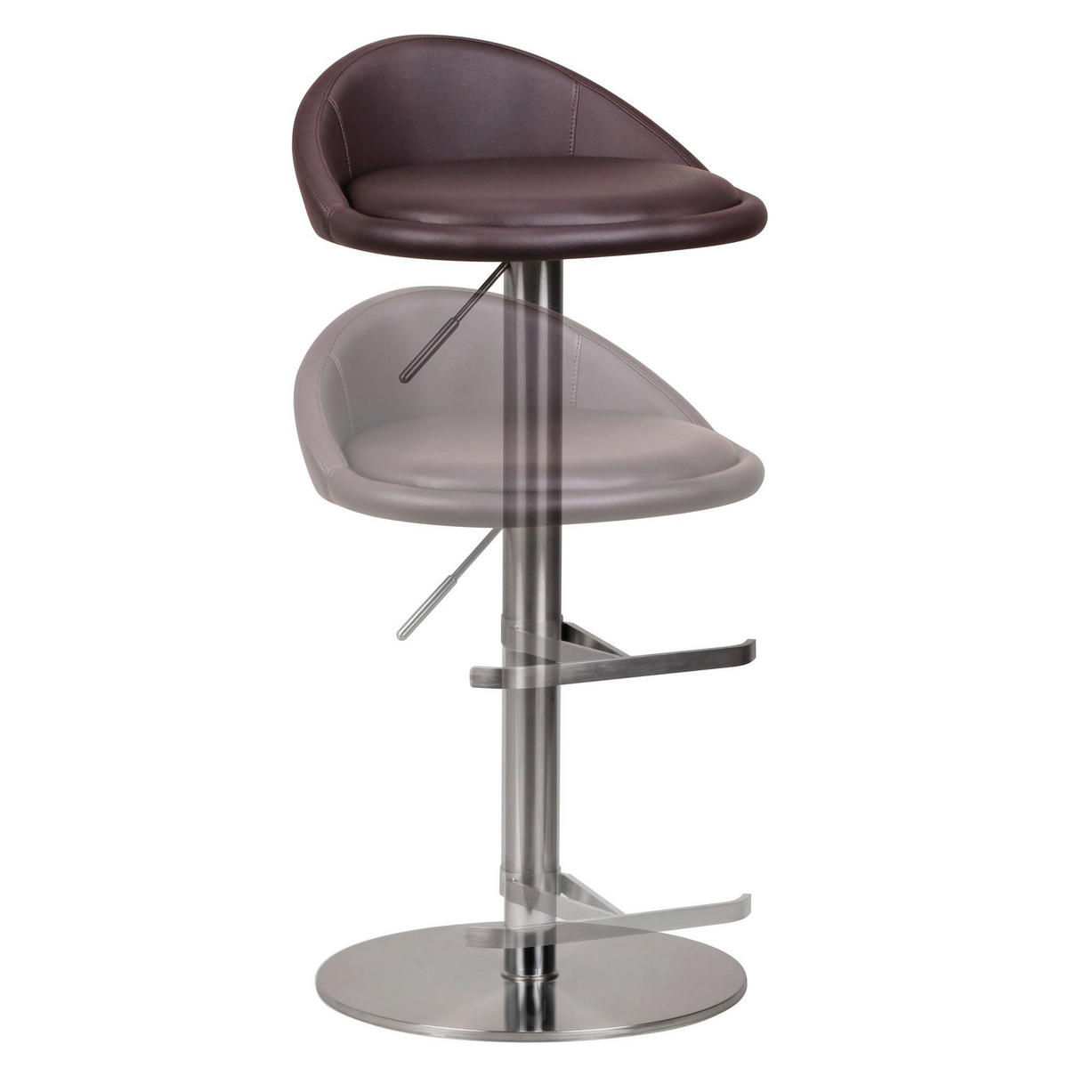 Barhocker braun Edelstahl Kunstleder Edelstahl Edelstahl Barhocker - braun/Edelstahl - Wohnling