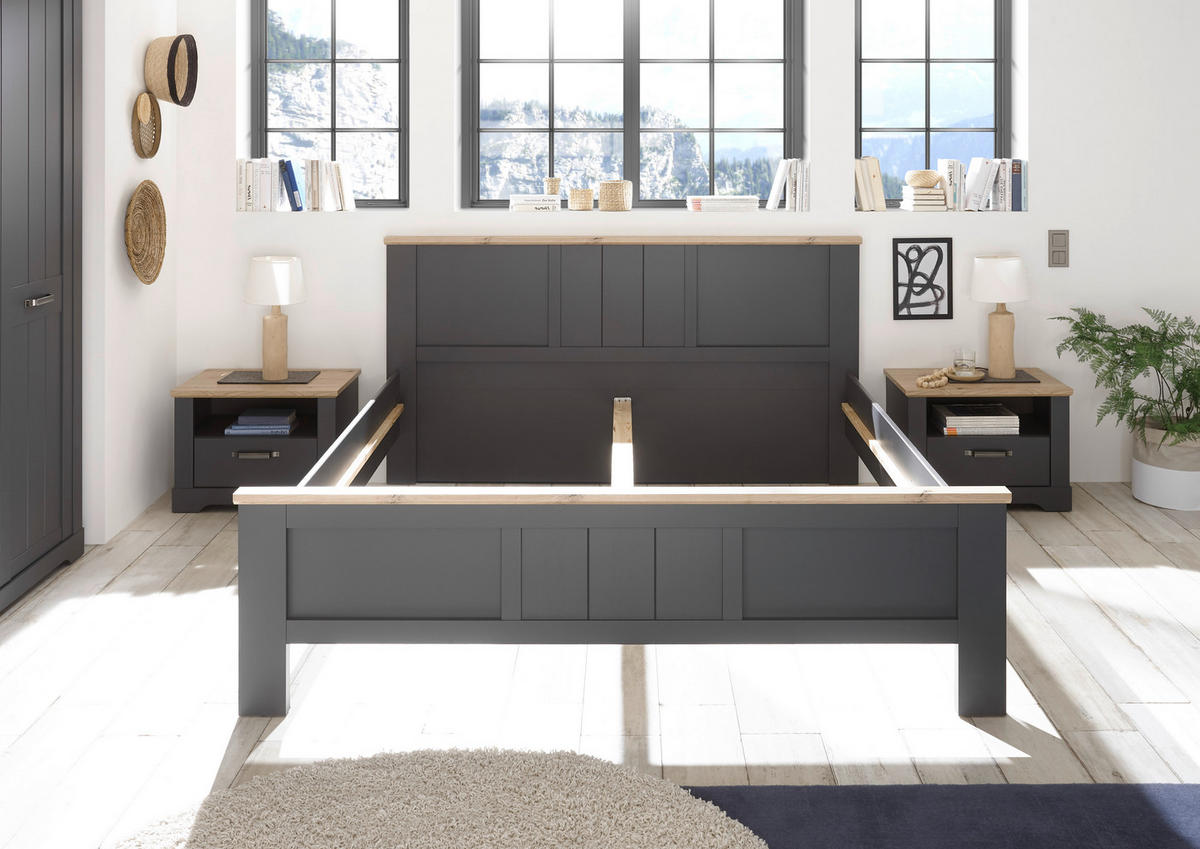 Bettanlage Elastir Graphit Eiche Artisan Nachbildung B/H/T: ca. 317x100x211 cm Elastir - Eiche/Graphit (317,00/100,00/211,00cm)