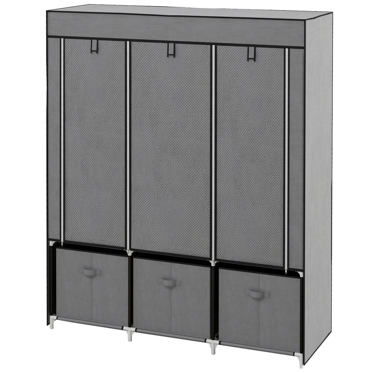 HOMCOM Kleiderschrank dunkelgrau Polypropylen B/H/L: ca. 43x125x162,5 cm Stoffschrank - dunkelgrau (162,50/43,00/125,00cm) - HOMCOM