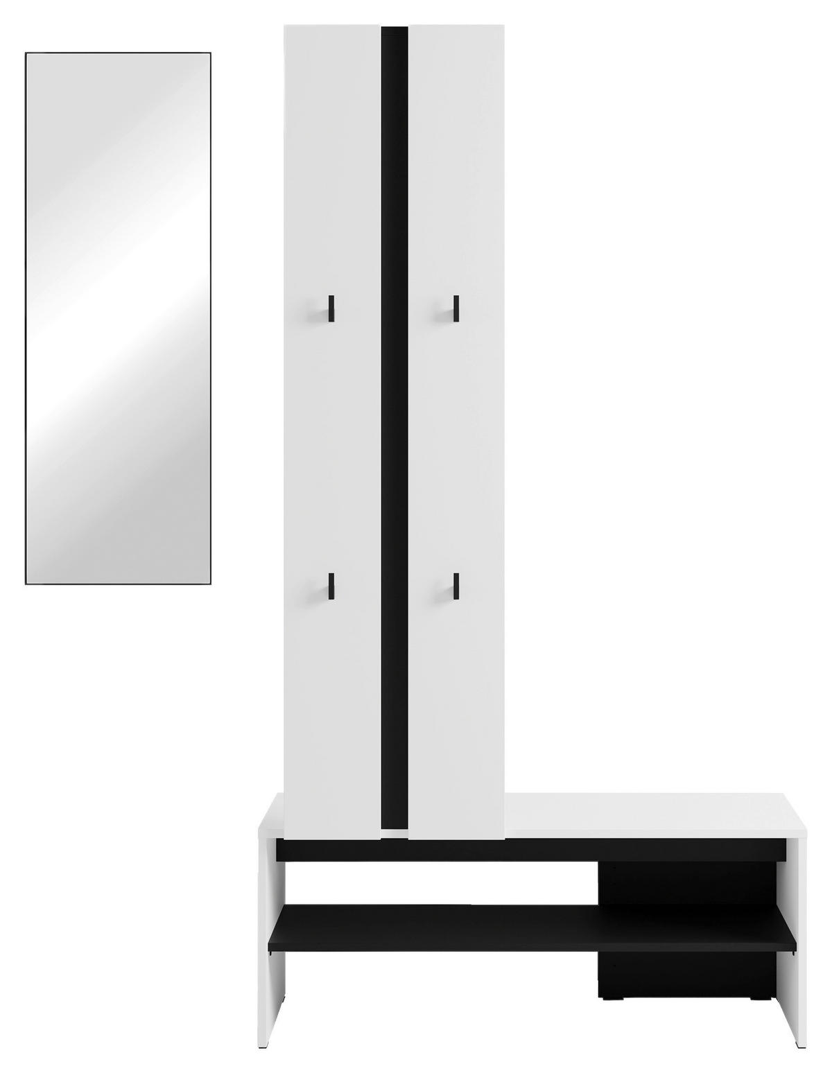 Garderobenset NANTE weiß schwarz B/H/T: ca. 100x186x40 cm NANTE - weiß/schwarz (100,00/186,00/40,00cm) - byLIVING