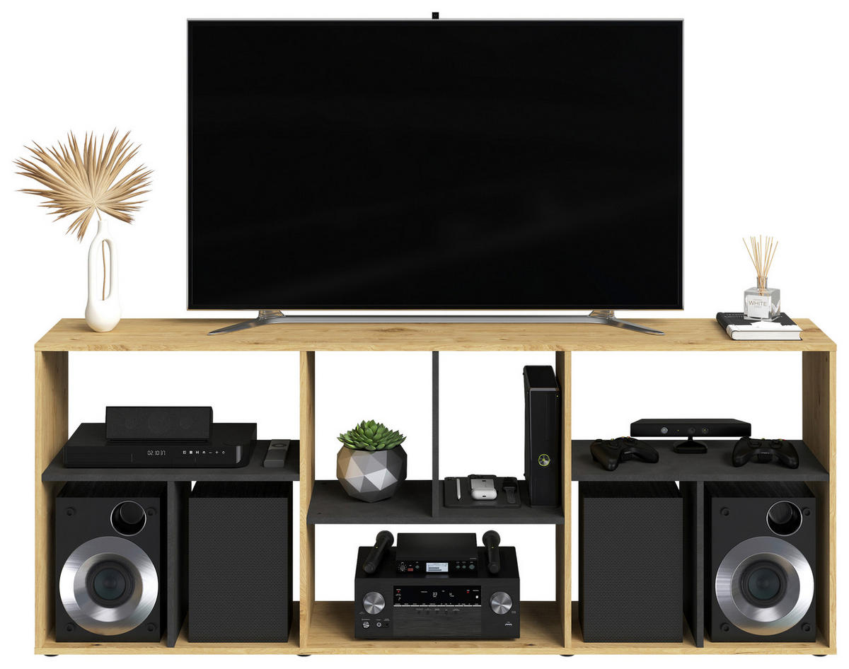 Regal  Eiche Artisan Nachbildung B/H/T: ca. 186x71x33 cm Novo_4_TV-Regal 295-004 - Eiche (186,00/71,00/33,00cm)