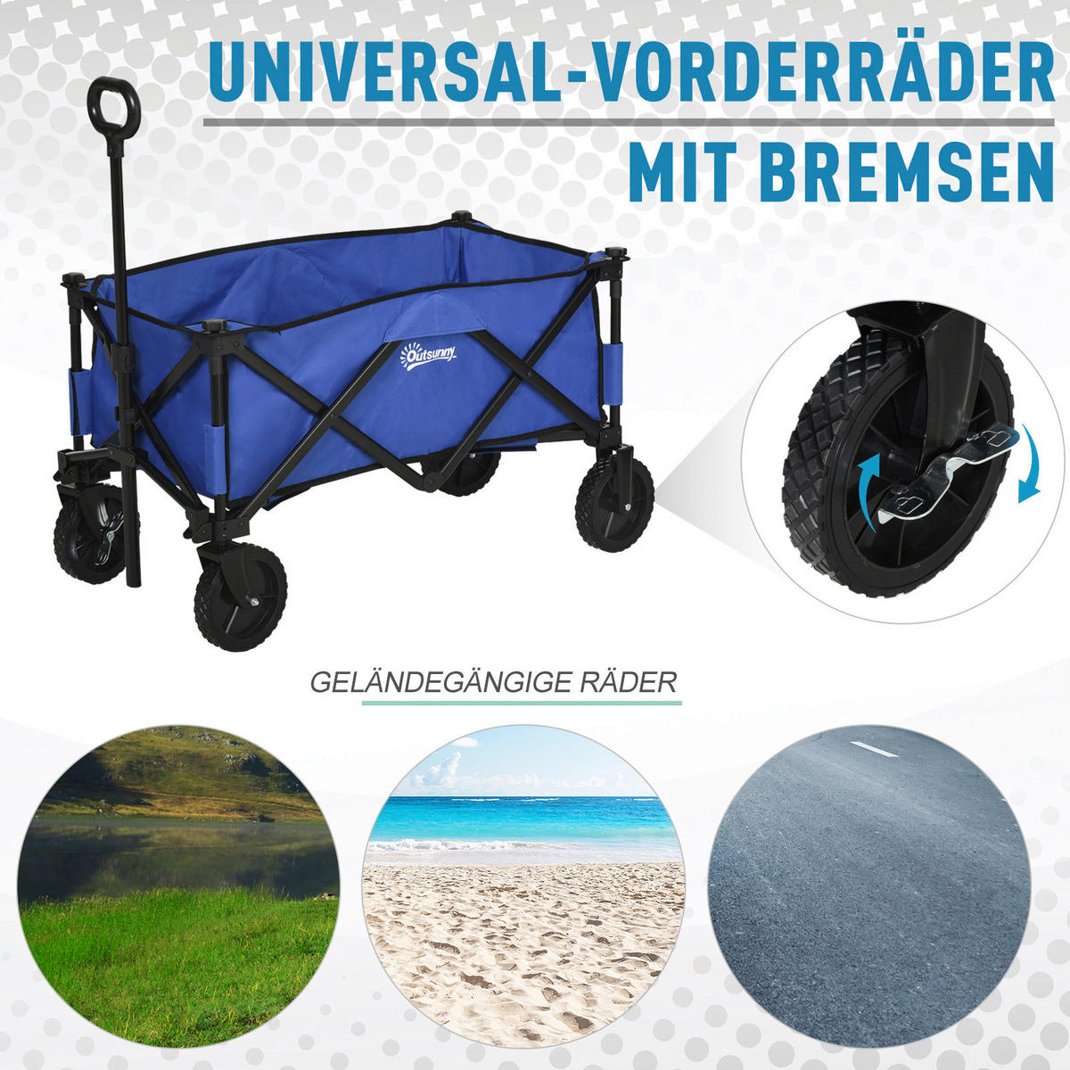 Outsunny Bollerwagen faltbar dunkelblau Stahl B/H/L: ca. 51x92x107 cm Bollerwagen_faltbar - dunkelblau (107,00/51,00/92,00cm) - Outsunny