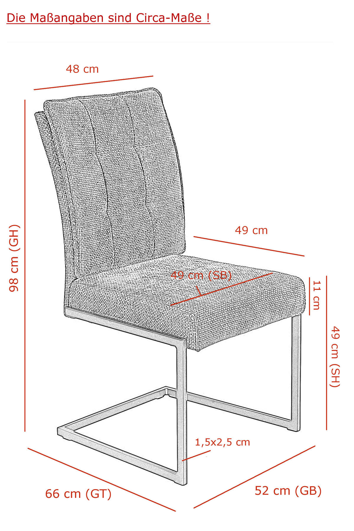 Schwingstuhl Olivia, 2er-Set anthrazit Microfaser Webstoff B/H/T: ca. 52x98x66 cm Olivia, 2er-Set - anthrazit (52,00/98,00/66,00cm) - Hela