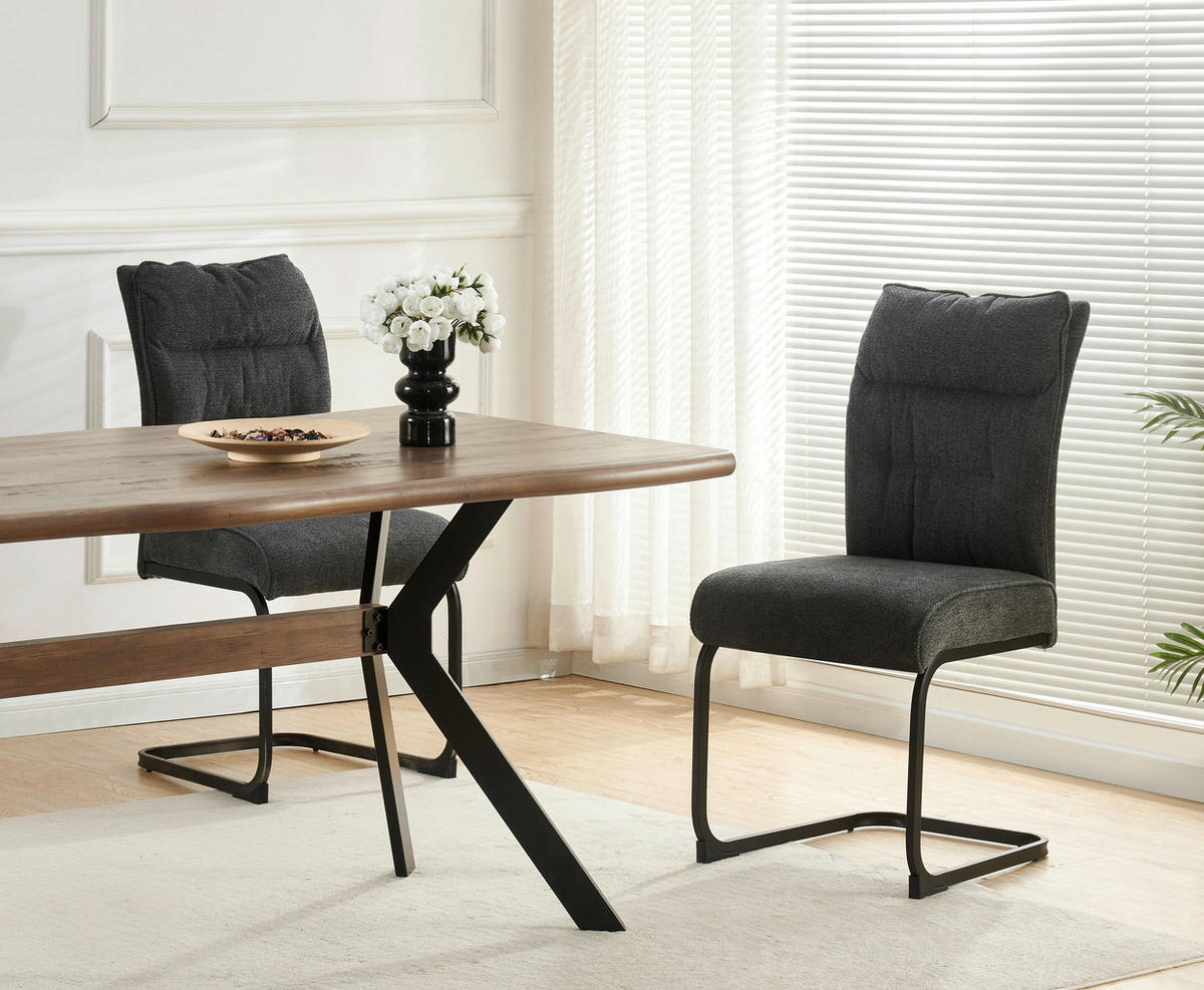 Schwingstuhl FRIEDA, 2er Set anthrazit schwarz B/H/T: ca. 47x94x61 cm FRIEDA, 2er Set - schwarz/anthrazit (47,00/94,00/61,00cm) - xonox.home