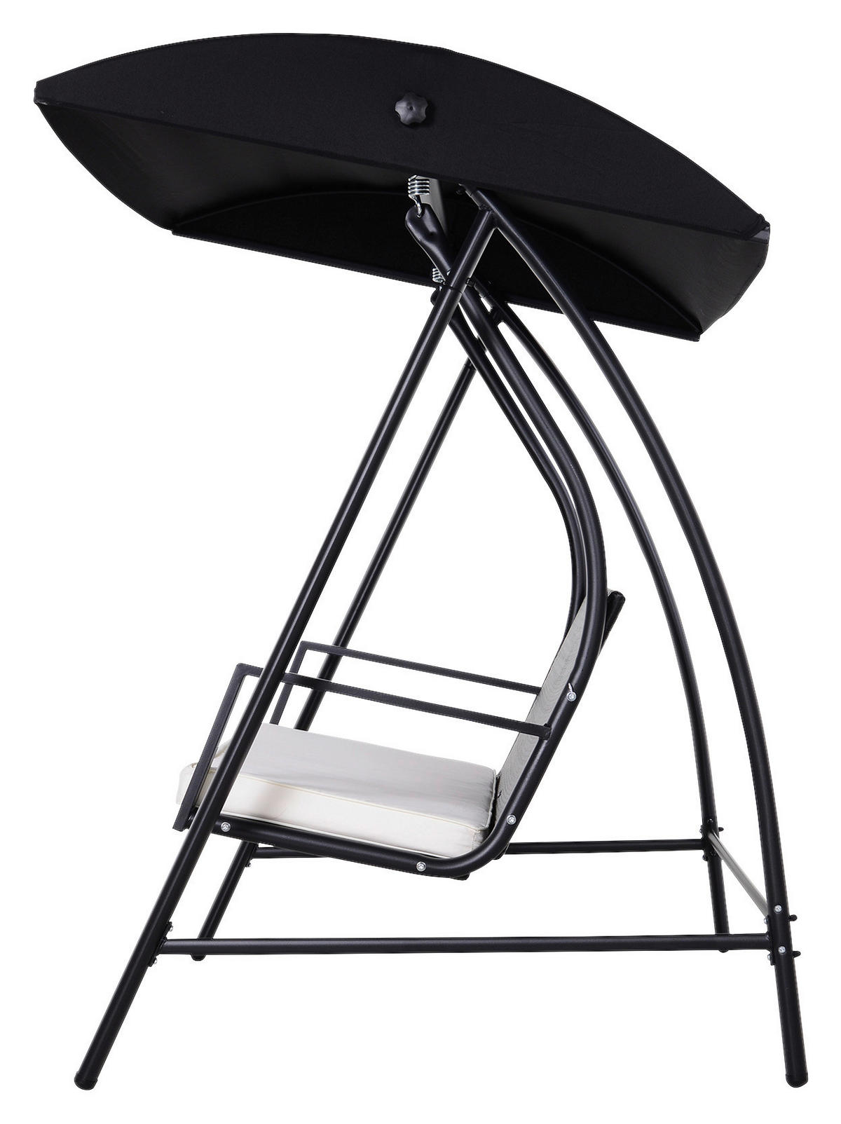 Outsunny Gartenschaukel schwarz Polyrattan B/H/L: ca. 124x179x198 cm Gartenschaukel - creme/schwarz (198,00/124,00/179,00cm) - Outsunny