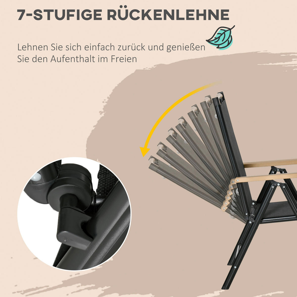 Outsunny Gartensitzgruppe schwarz Aluminium B/H/L: ca. 90x74x140 cm Gartensitzgruppe - schwarz (140,00/90,00/74,00cm) - Outsunny