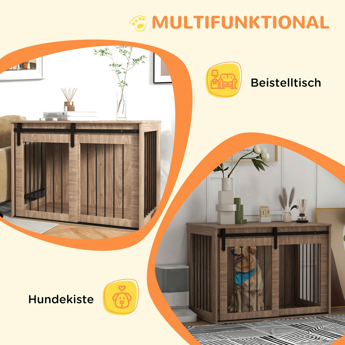 PawHut Hundekäfig nussbaum Spanplatte B/H/L: ca. 58x61x98 cm Hundekäfig - nussbaum (98,00/58,00/61,00cm) - PawHut