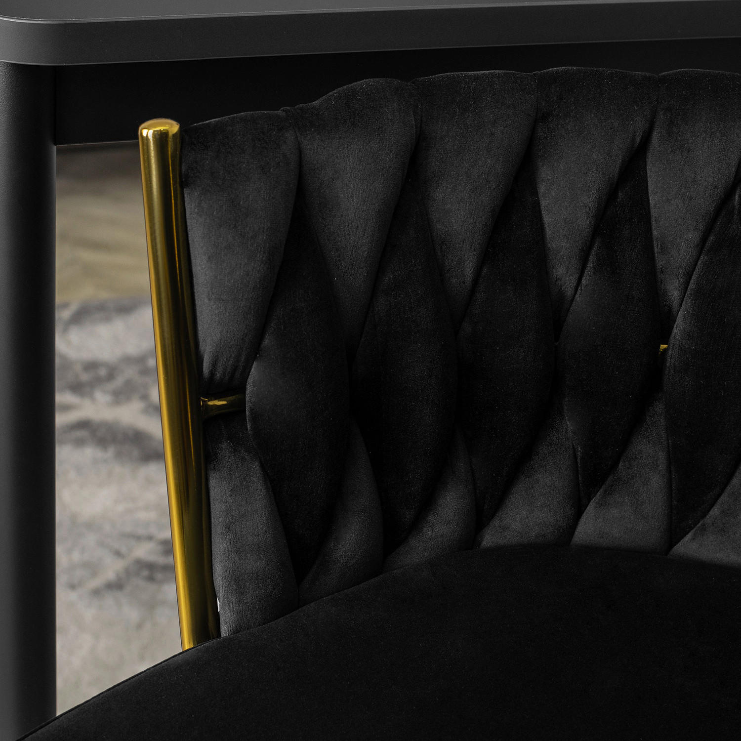 Thumbnail - Barhocker FLORES schwarz Velourstoff B/H/T: ca. 60x104,5x56 cm