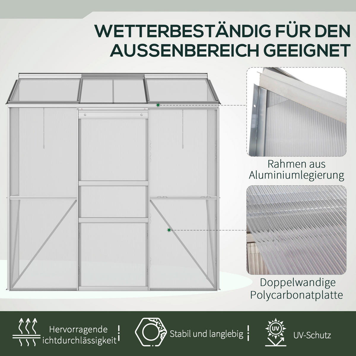 Outsunny Gewächshaus B/H/L: ca. 68x196x192 cm Gewächshaus - silber (192,00/68,00/196,00cm) - Outsunny