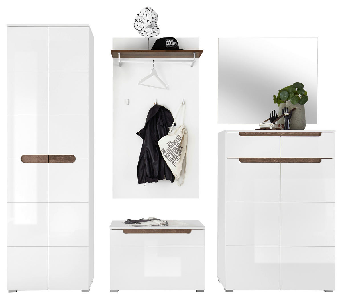 Sitzbank Turin weiß weiß Hochglanz Old Wood Nachbildung B/H/T: ca. 70x49x40 cm Turin - weiß (70,00/49,00/40,00cm)