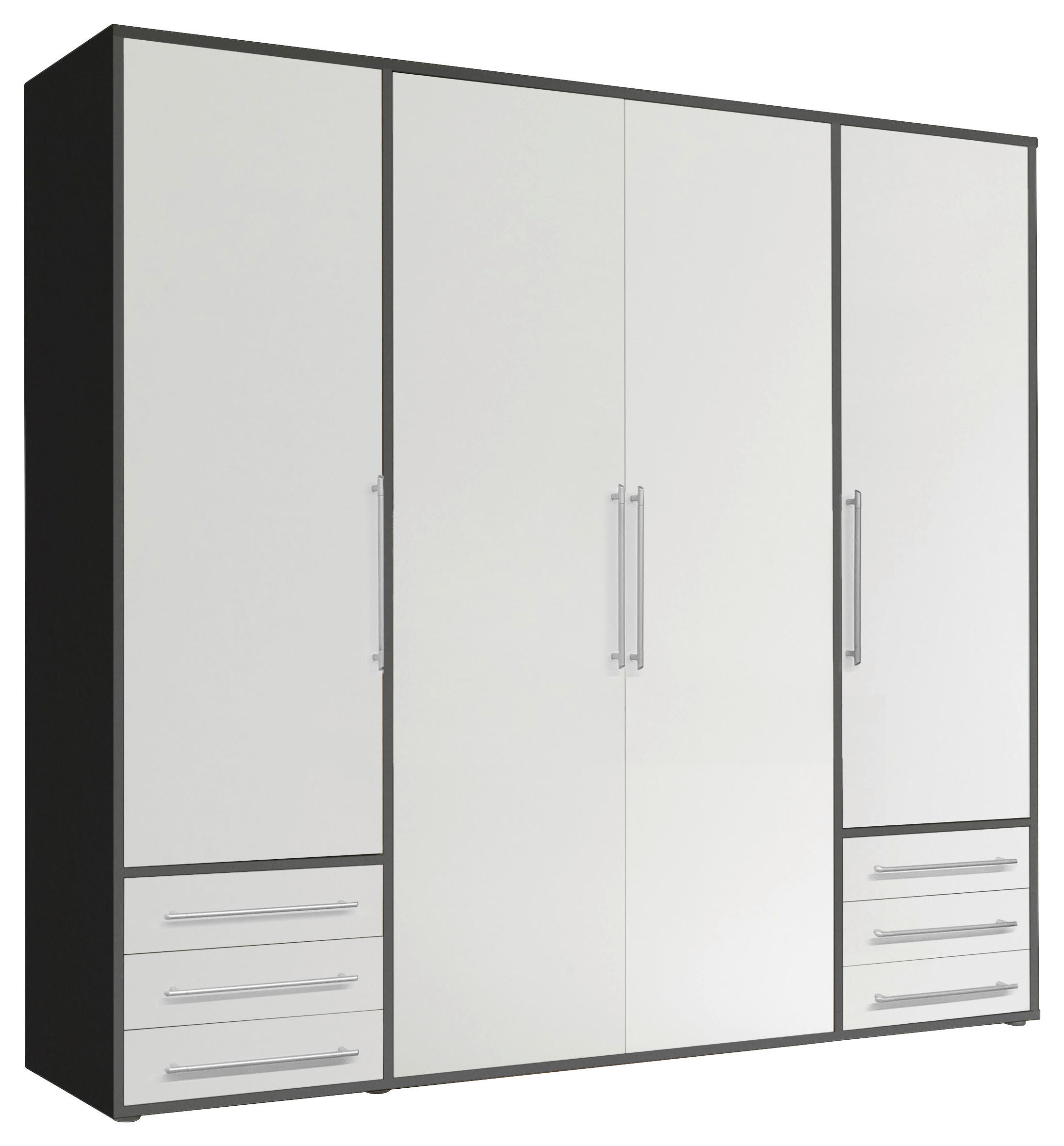 Kleiderschrank Lyss Graphit weiß B/H/T: ca. 205x194x58 cm Lyss - weiß/Graphit (205,00/194,00/58,00cm)