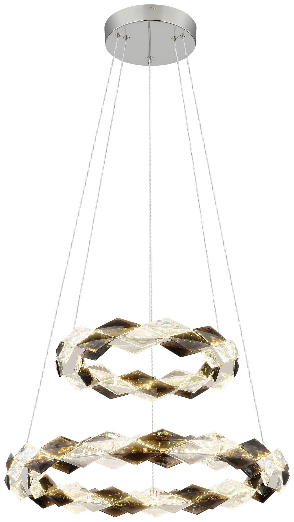 GLOBO LED-Pendelleuchte transparent Chrom Rauch Acryl Metall H/D: ca. 130x55 cm KARILION - Rauch/Chrom (55,00/130,00cm) - GLOBO