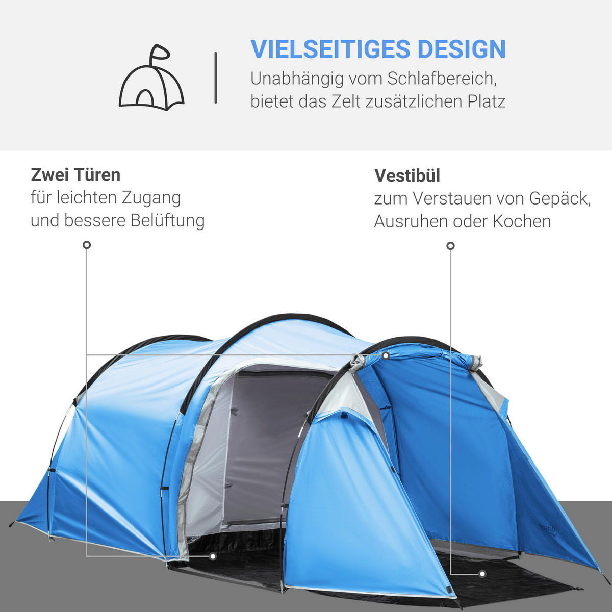 Outsunny Campingartikel B/H/L: ca. 206x426x154 cm Campingzelt - hellblau (154,00/206,00/426,00cm) - Outsunny