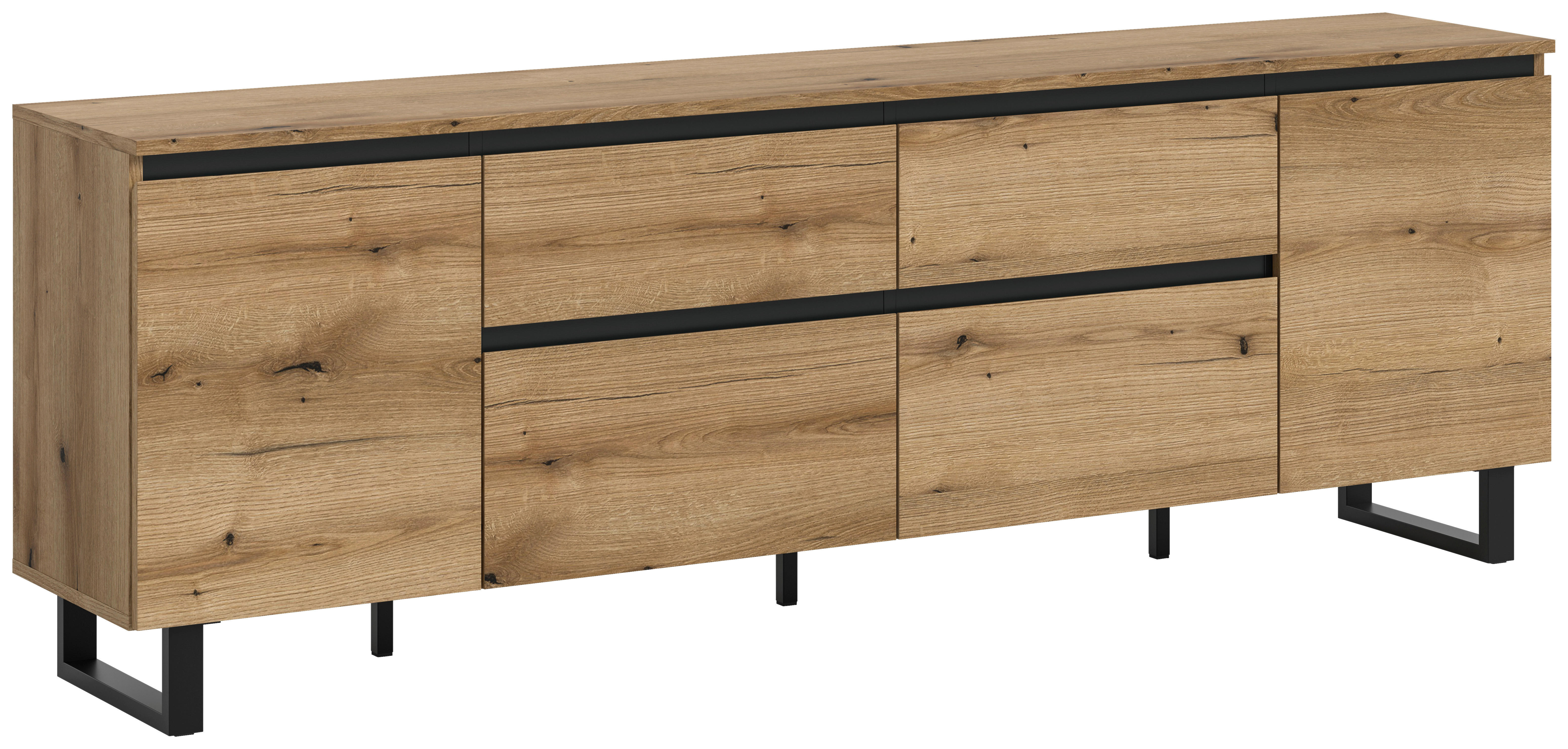 Lowboard Tomasa Evoke Oak Nachbildung schwarz B/H/T: ca. 188x65x36 cm Tomasa - schwarz (188,00/65,00/36,00cm) - xonox.home