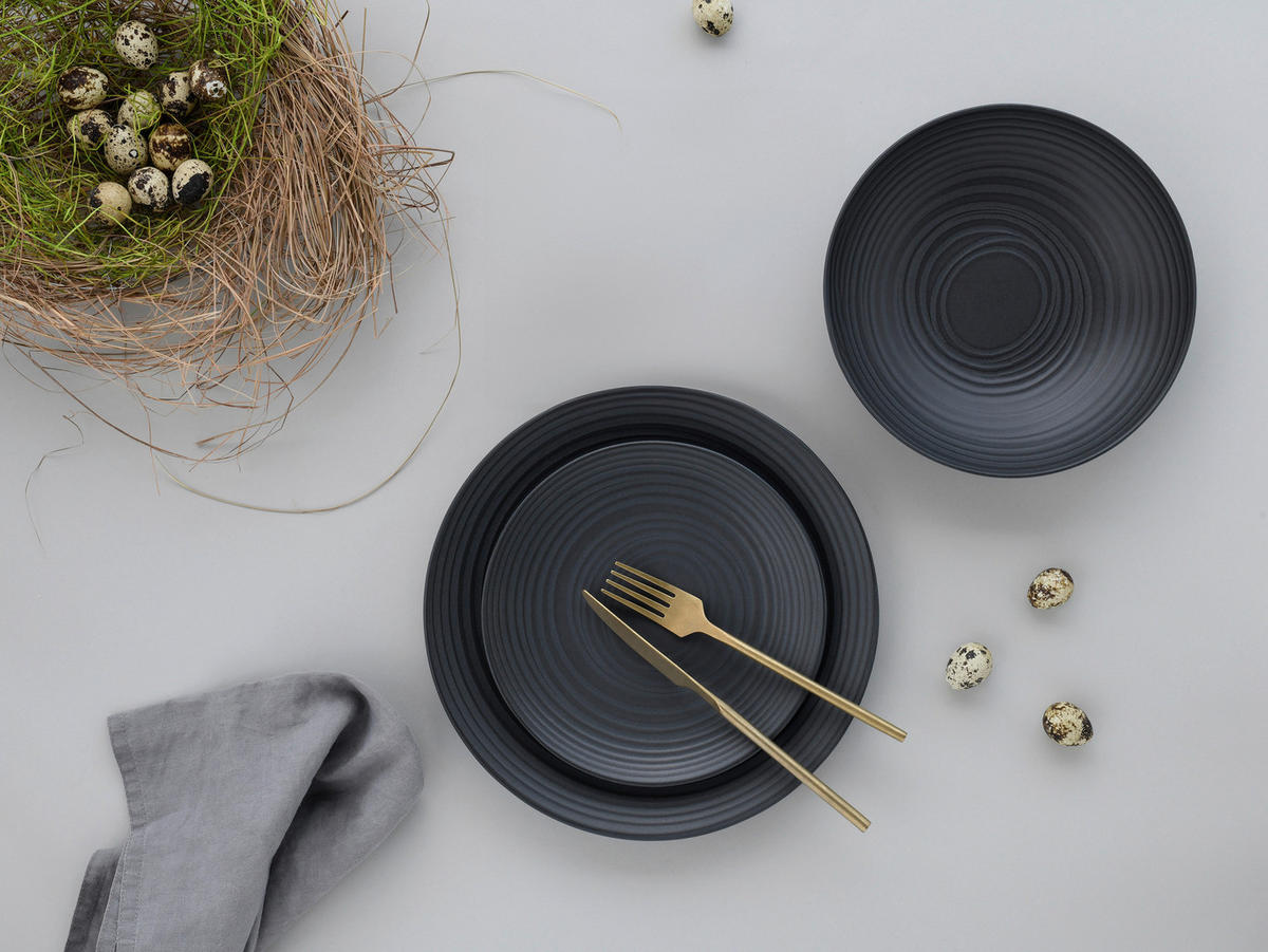 CreaTable Teller-Set Lava Stone schwarz Steinzeug Lava Stone - schwarz - CreaTable
