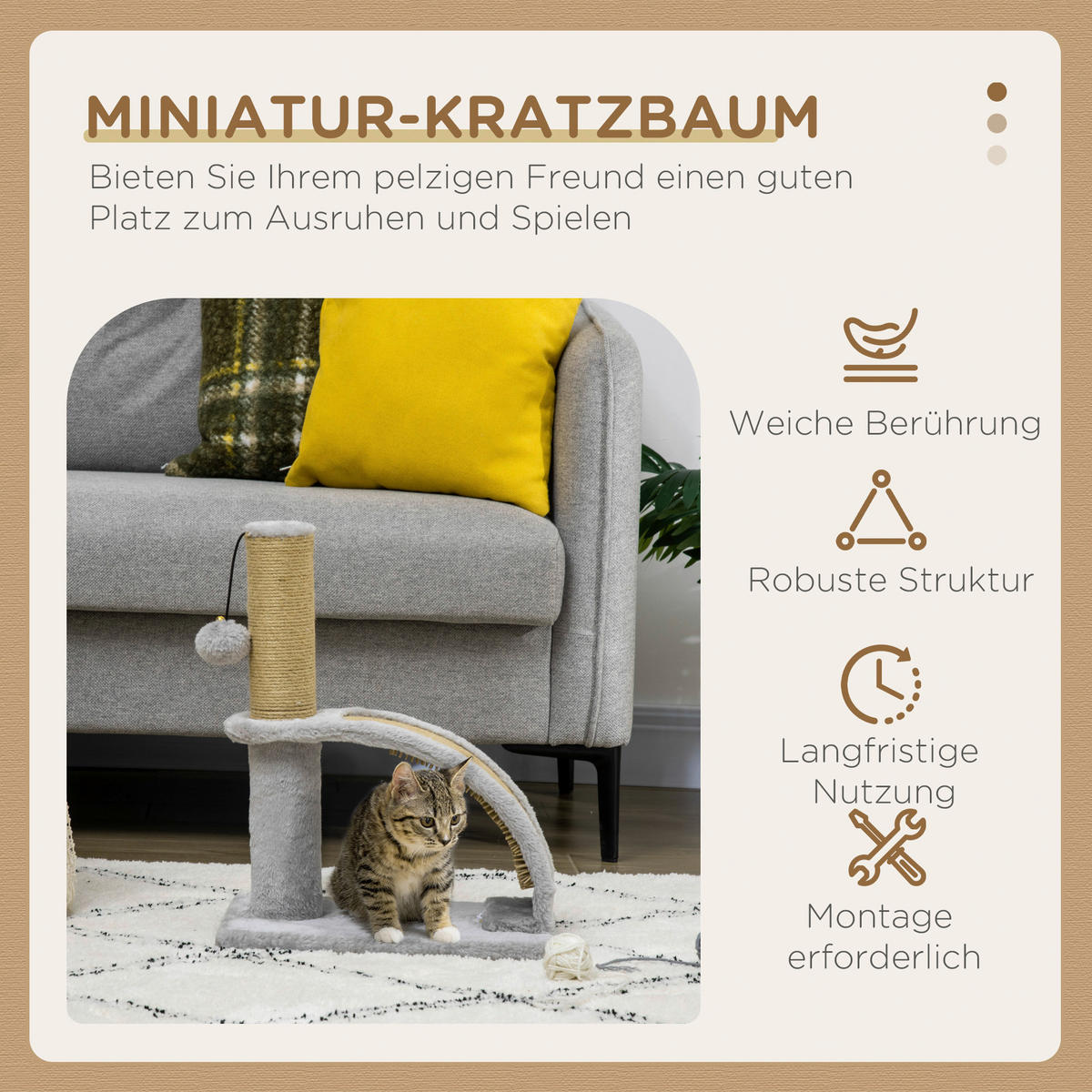 PawHut Kratzbaum grau Polyester B/H/L: ca. 24x43x34 cm Kratzbaum - grau (34,00/24,00/43,00cm) - PawHut
