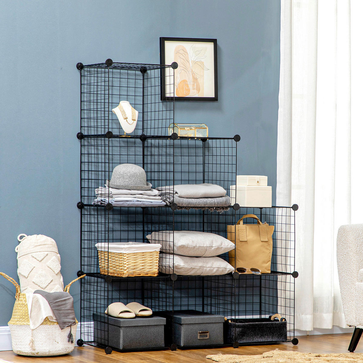 HOMCOM Regal schwarz Kunststoff B/H/L: ca. 35x35x35 cm Regalsystem - schwarz (35,00/35,00/35,00cm) - HOMCOM