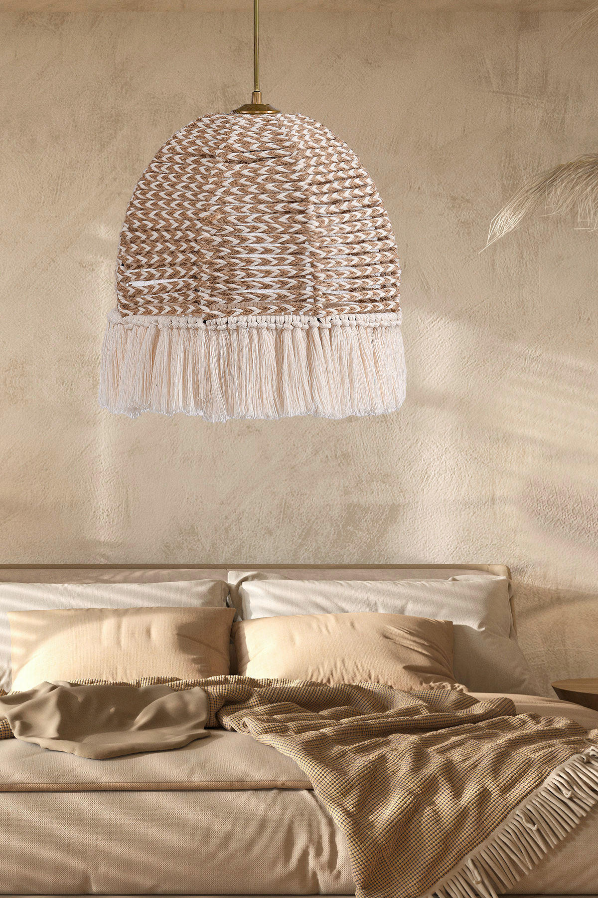 Thumbnail - Opviq Pendelleuchte ecru B/H/T/L/D: ca. 30x80x30x30x30 cm E27 1 Brennstellen