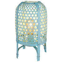 GLOBO Tischleuchte blau Metall Bambus H/D: ca. 37x22 cm E27 1 Brennstellen CAIRO - blau (22,00/37,00cm) - GLOBO