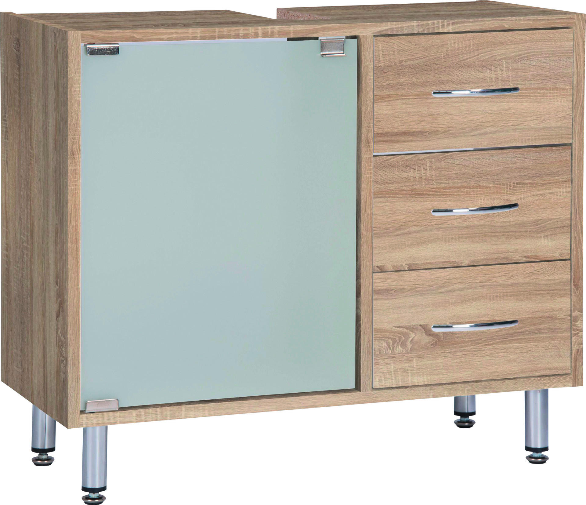 Waschbeckenunterschrank Lana Eiche Sonoma Nachbildung B/H/T: ca. 66x56x29 cm Lana - Eiche/weiß (66,00/56,00/29,00cm)