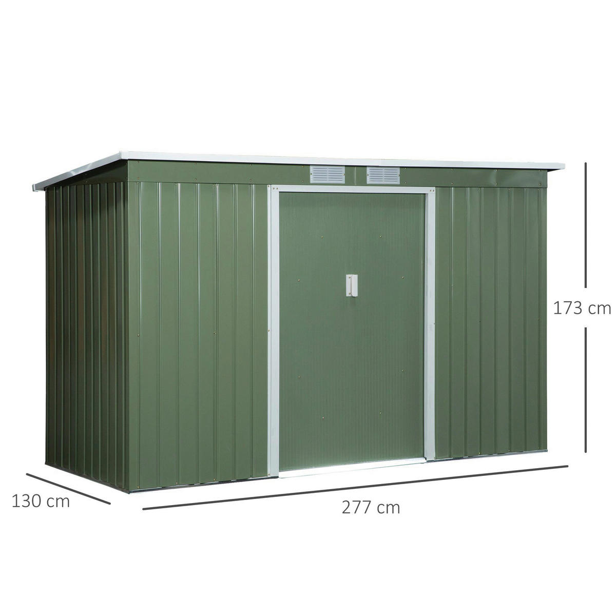 Outsunny Gartenschrank grün Stahl B/H/T: ca. 277x173x130 cm Gartenschrank mit Schiebetür - grün (277,00/173,00/130,00cm) - Outsunny