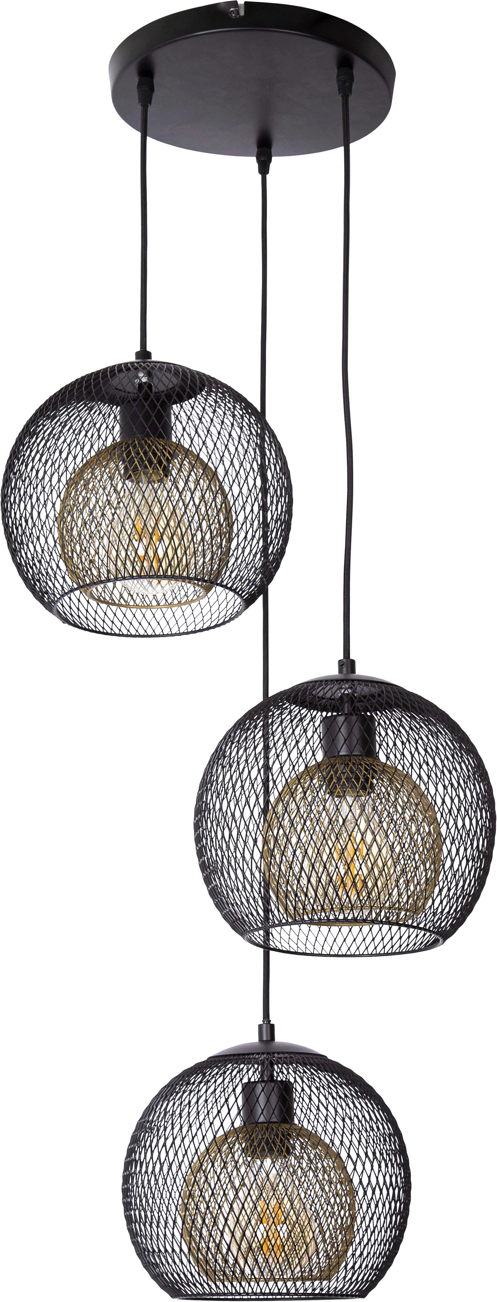 GLOBO Pendelleuchte SELINA 30260308X schwarz Metall H/D: ca. 150x44 cm E27 3 Brennstellen SELINA - schwarz (44,00/150,00cm) - GLOBO