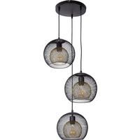 GLOBO Pendelleuchte SELINA 30260308X schwarz Metall H/D: ca. 150x44 cm E27 3 Brennstellen SELINA - schwarz (44,00/150,00cm) - GLOBO