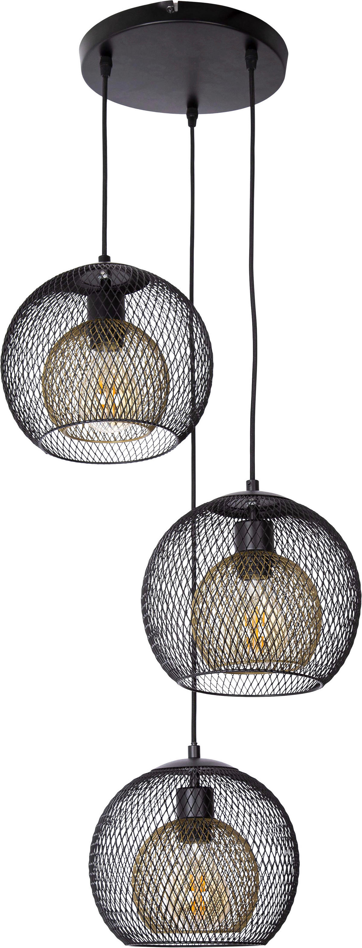 GLOBO Pendelleuchte SELINA 30260308X schwarz Metall H/D: ca. 150x44 cm E27 3 Brennstellen SELINA - schwarz (44,00/150,00cm) - GLOBO