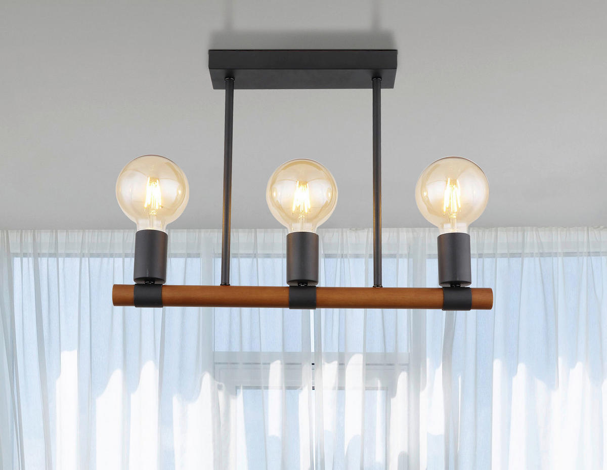 GLOBO Deckenleuchte schwarz Metall B/H/T: ca. 6x35x49 cm E27 3 Brennstellen HEINRICH - schwarz (6,00/35,00/49,00cm) - GLOBO