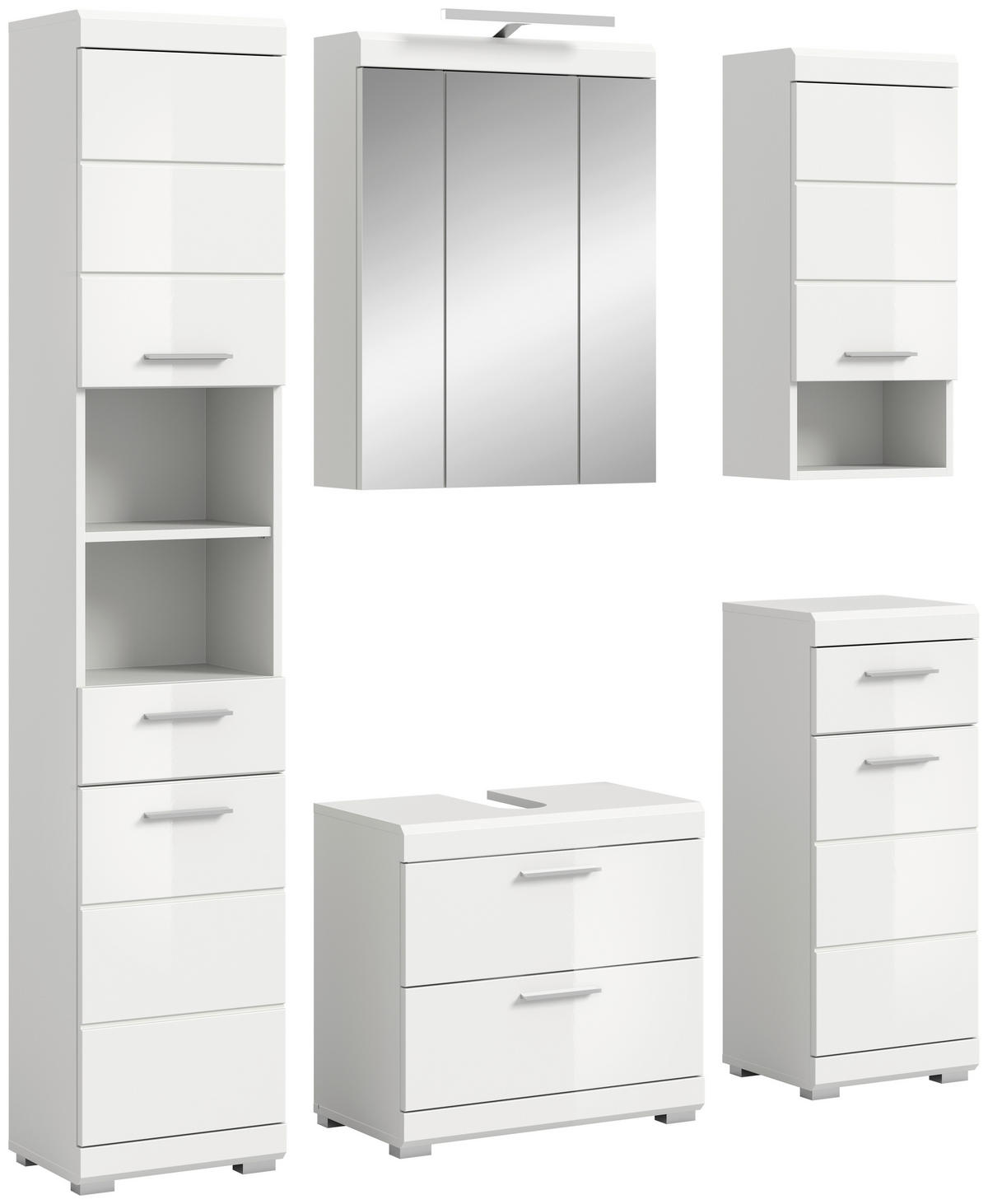 Badezimmer-Set Scout weiß weiß Hochglanz B/H/T: ca. 164x191x37 cm Scout - weiß (164,00/191,00/37,00cm) - xonox.home