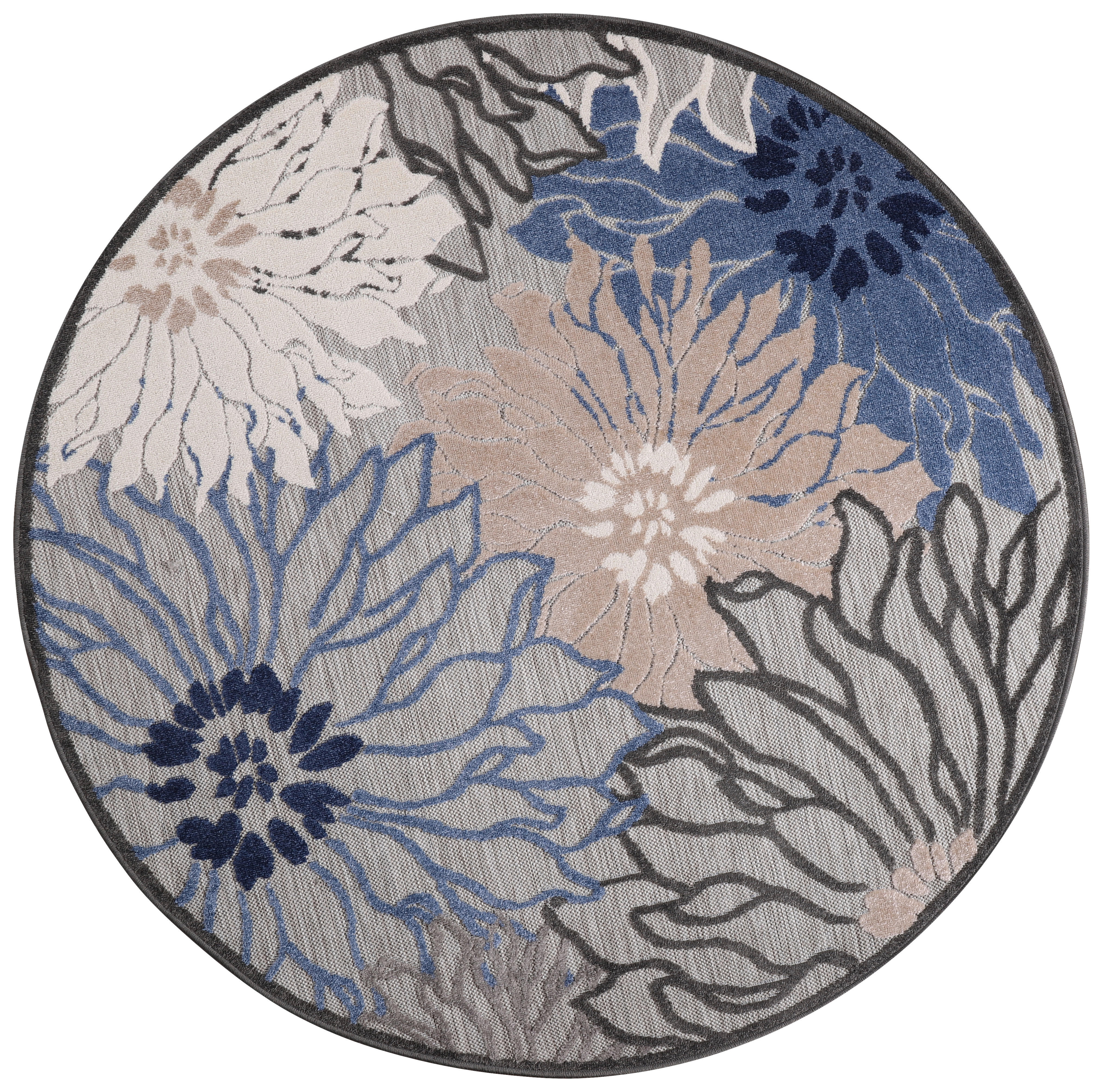 Sanat Outdoorteppich FLORAL grau B/L: ca. 150x150 cm FLORAL - grau (150,00/150,00cm) - Sanat