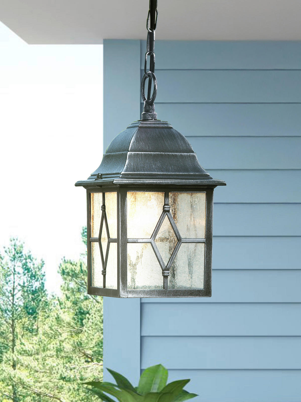 Searchlight Außenleuchte schwarz Glas Stahl B/H/L: ca. 15x88x15 cm E27 1 Brennstellen Genoa - schwarz (15,00/15,00/88,00cm) - Searchlight