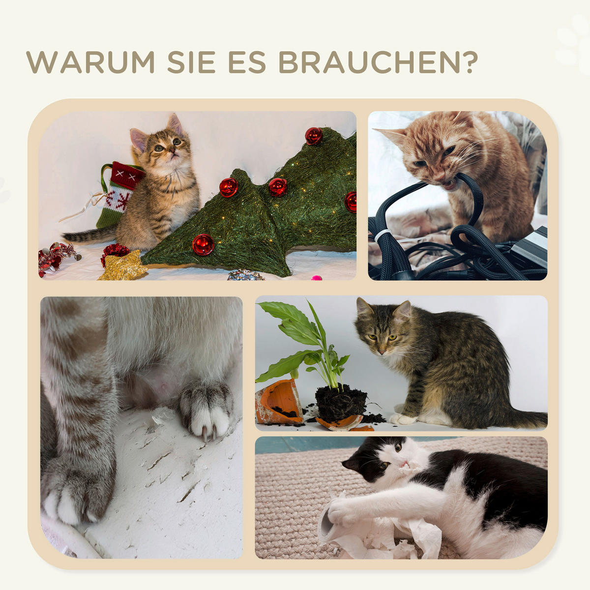 PawHut Kratzbaum natur Kiefer B/H/L: ca. 40x48x45 cm Kratzbaum - natur/grau (45,00/40,00/48,00cm) - PawHut
