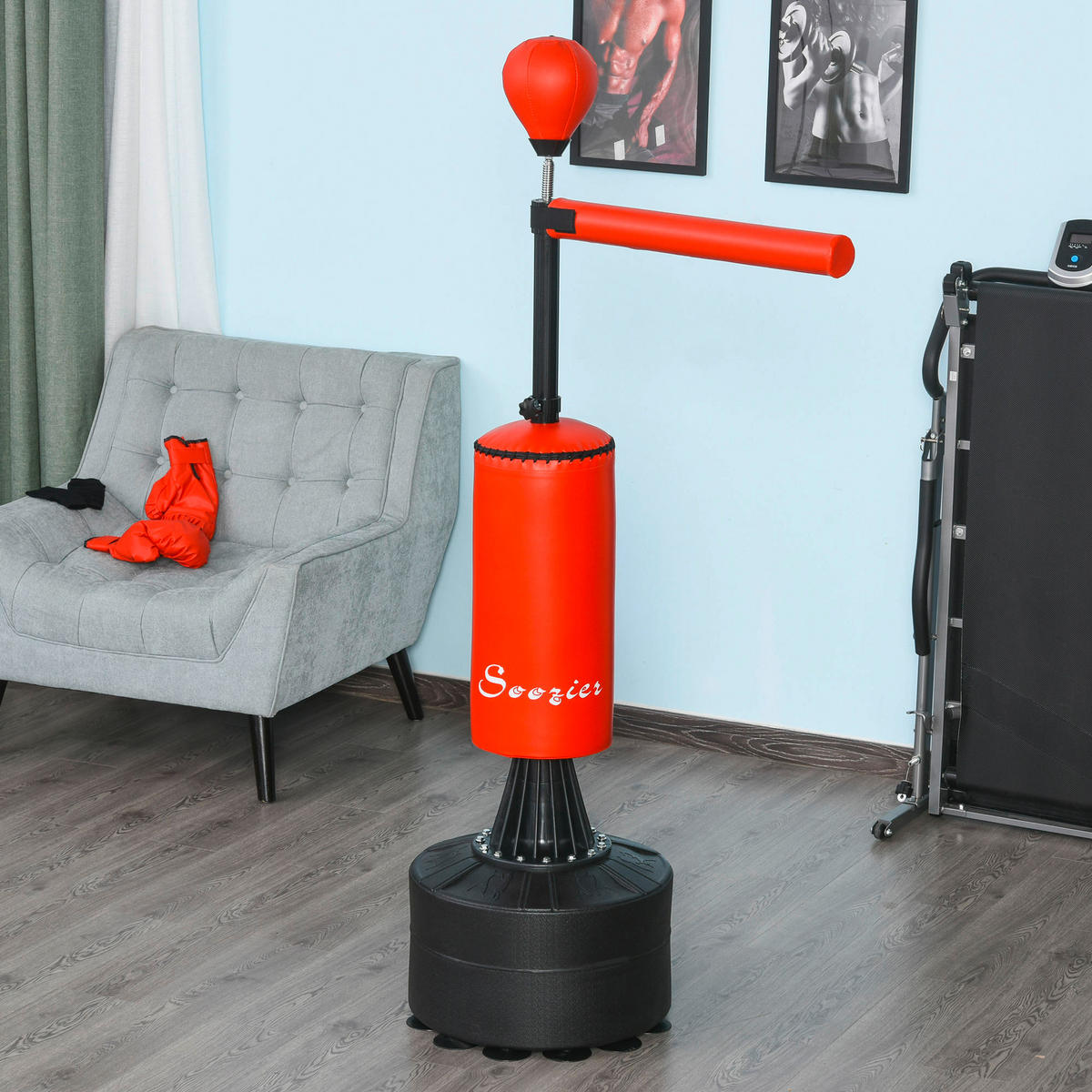 HOMCOM Boxtrainingsgerät Boxtrainingsgerät - rot/schwarz (88,00/160,00/48,00cm) - HOMCOM