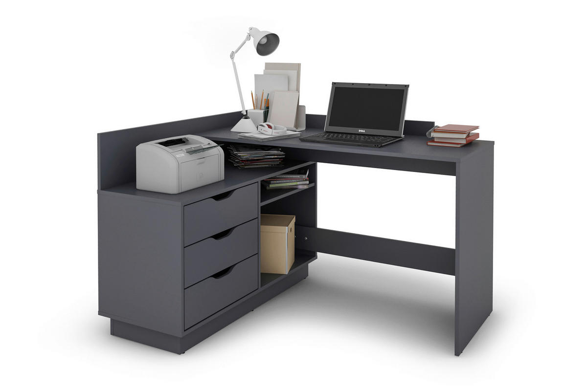 Eckschreibtisch BELFAST anthrazit B/H/T: ca. 129x83,5x105 cm BELFAST - anthrazit (129,00/83,50/105,00cm) - byLIVING